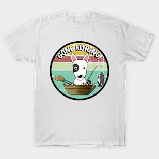 Cute bull terrier dog has gone fishing T-Shirt